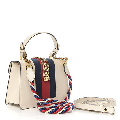 Gucci Calfskin Mini Sylvie Top Handle Bag White 2 of 12
