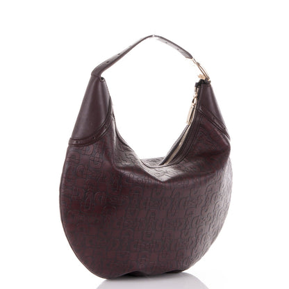 Gucci Calfskin Horsebit Embossed Glam Hobo Burgundy 3 of 7