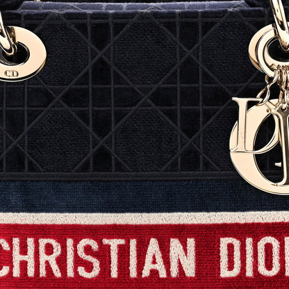 Christian Dior Velvet Cannage Medium Lady D-Lite Blue Red White 7 of 9