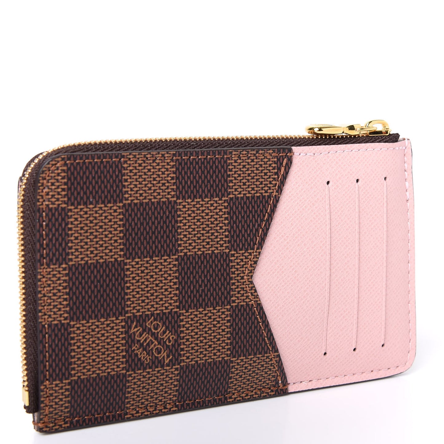 Damier Ebene Recto Verso Card Holder Rose Ballerine