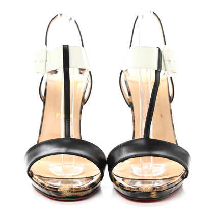 Christian Louboutin Kid Jazz Calf Patent Leopard Beltega 120 T-Strap Sandals 41 Black 2 of 7