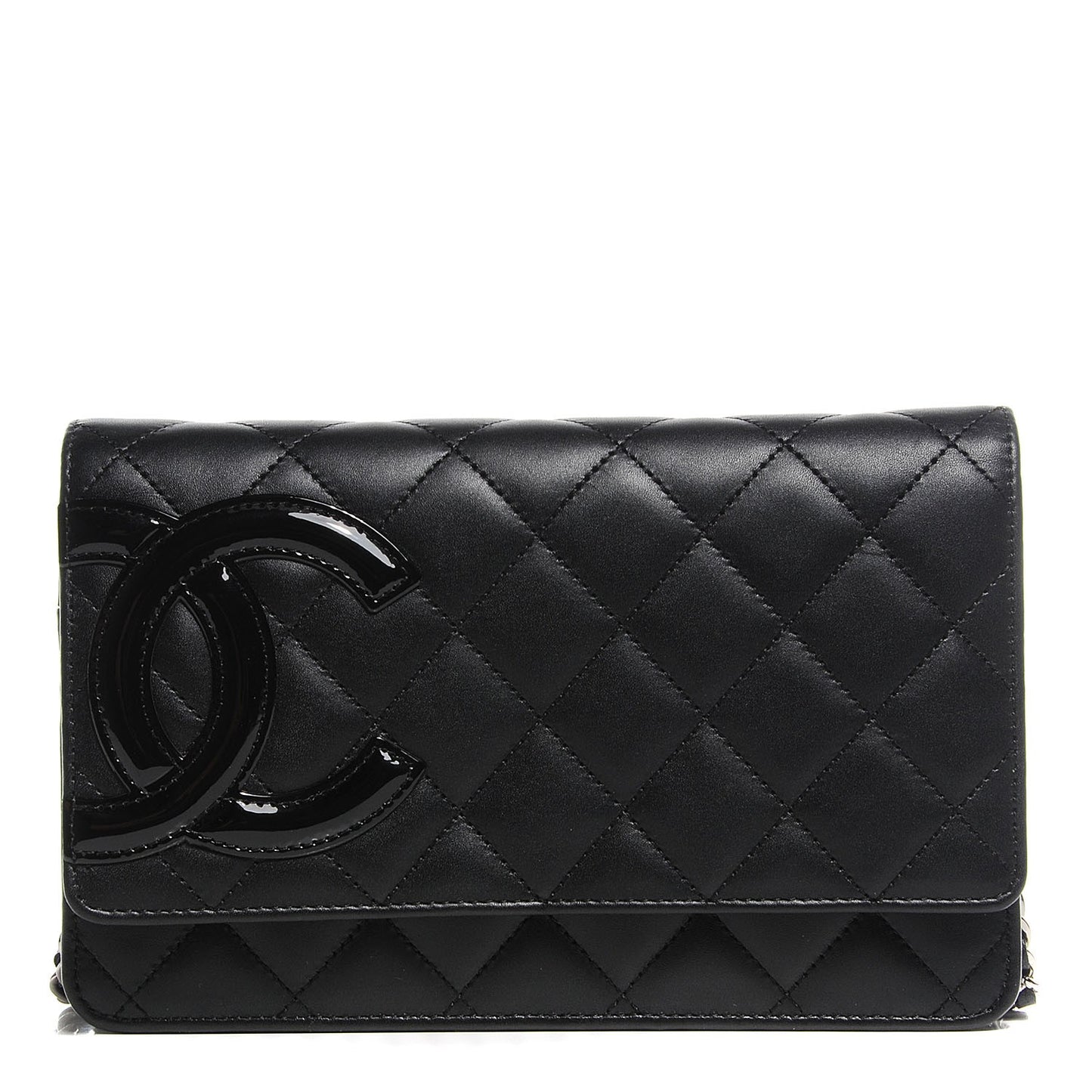 Calfskin Quilted Cambon Wallet On Chain WOC Black