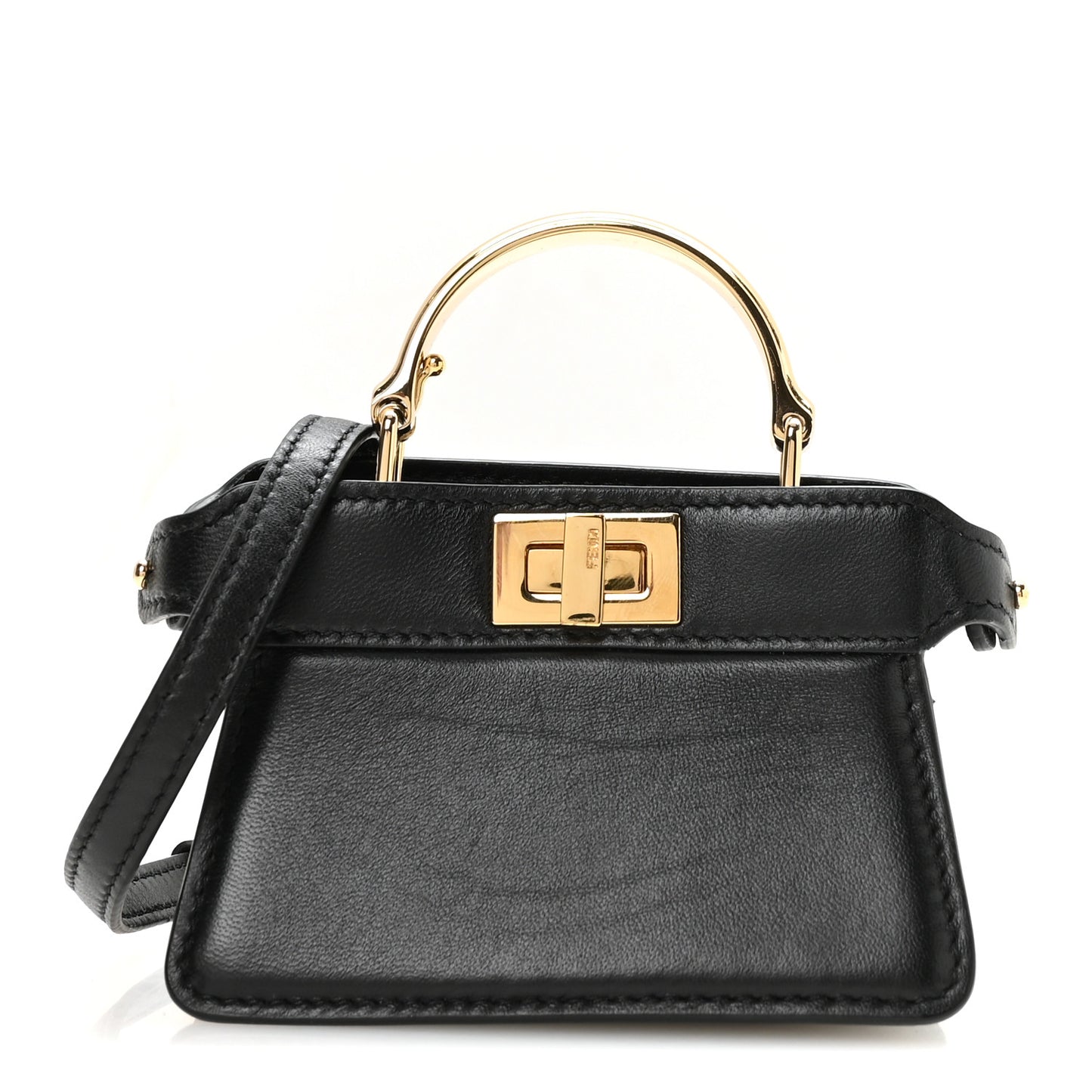 Shiny Nappa Nano Peekaboo Maxi Handle Satchel Black