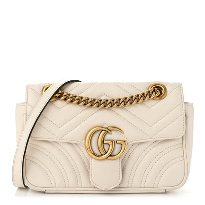Gucci Calfskin Matelasse Mini GG Marmont Shoulder Bag White 1 of 12