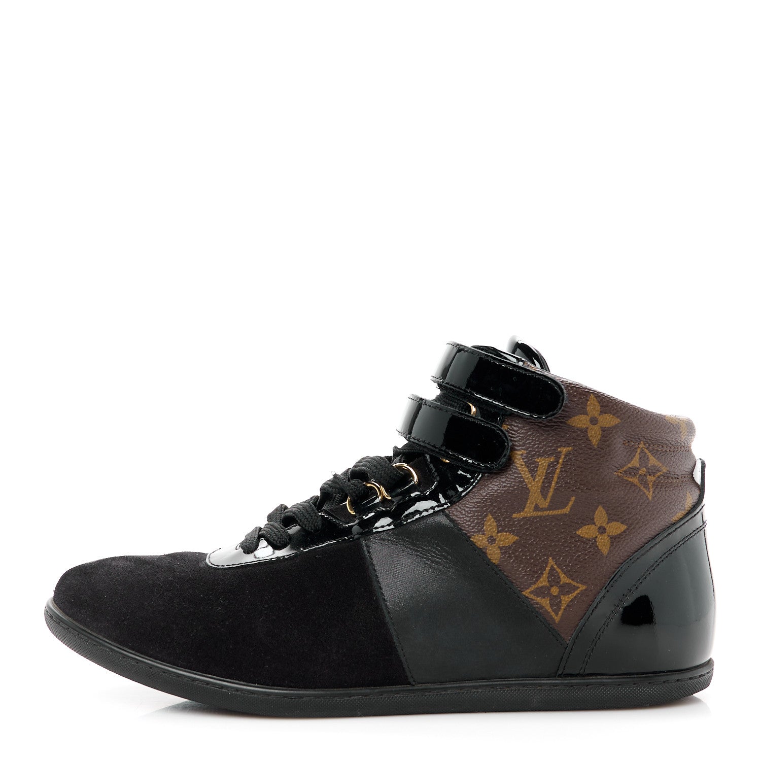 Louis Vuitton Suede Patent Monogram Move Up Sneakers 37 Black 1 of 10