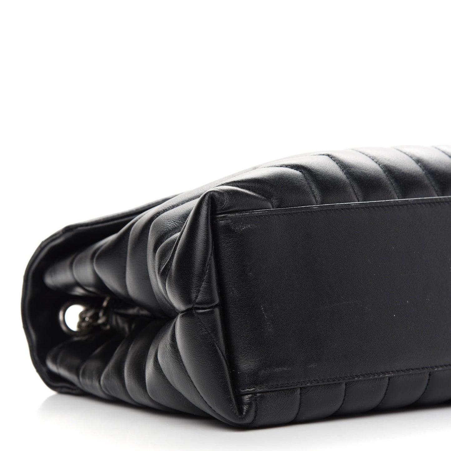 Calfskin Y Quilted Monogram Medium Loulou Chain Satchel Black