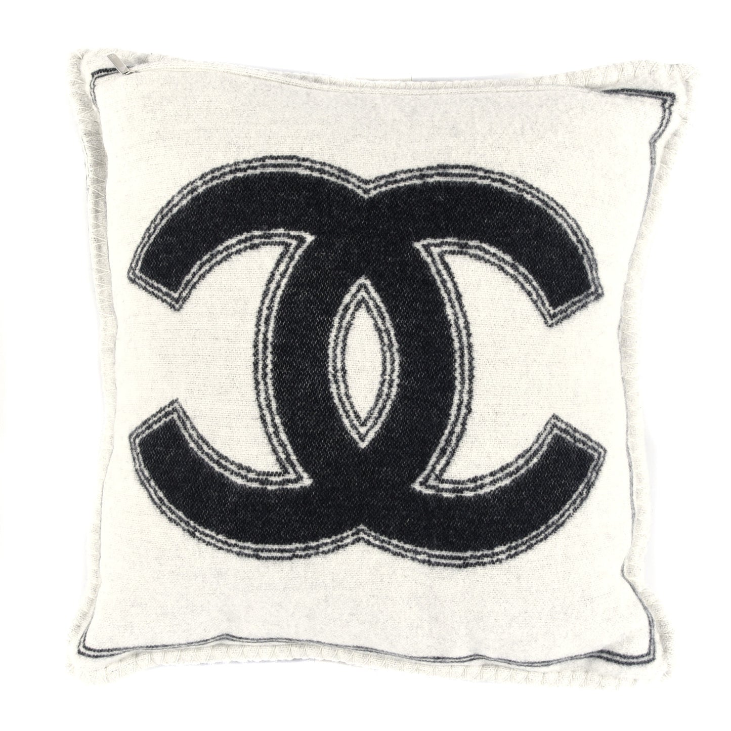 Merino Wool Cashmere CC Pillow Black Beige