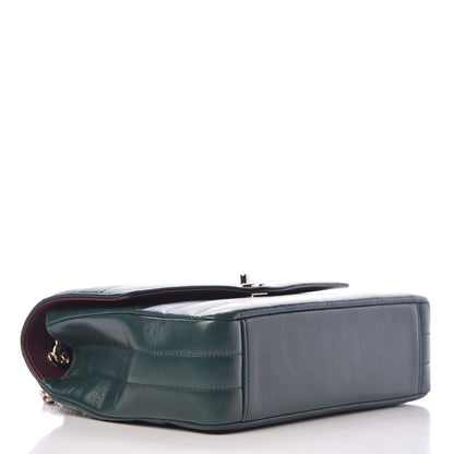 Chanel Shiny Lambskin Quilted Chevron Miroir Dark Green 4 of 10