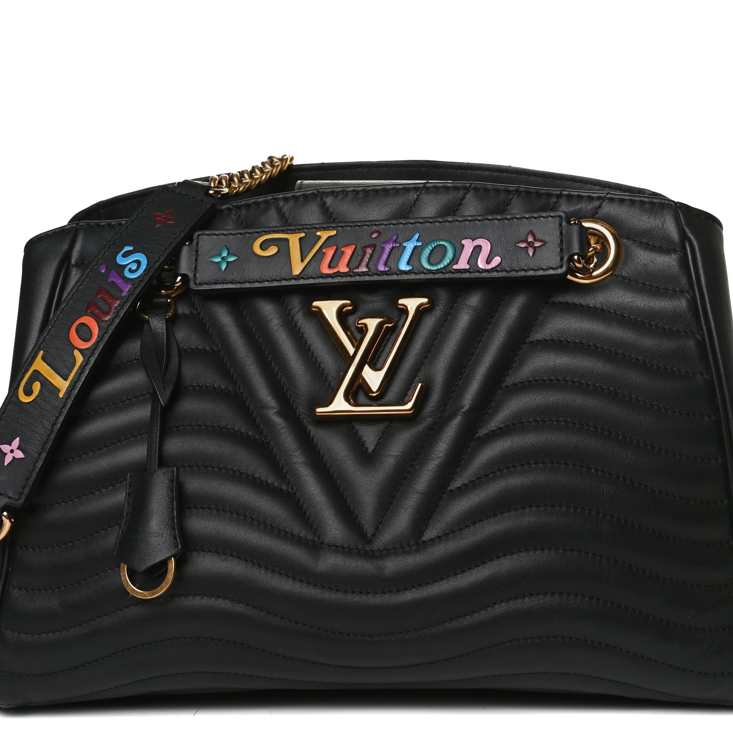 Louis Vuitton Calfskin New Wave Chain Tote Black 9 of 16