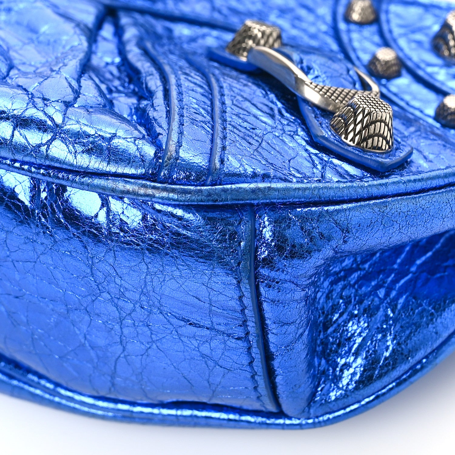 Balenciaga Metallic Arena Agneau Le Cagole Shoulder Bag XS Blue 8 of 8