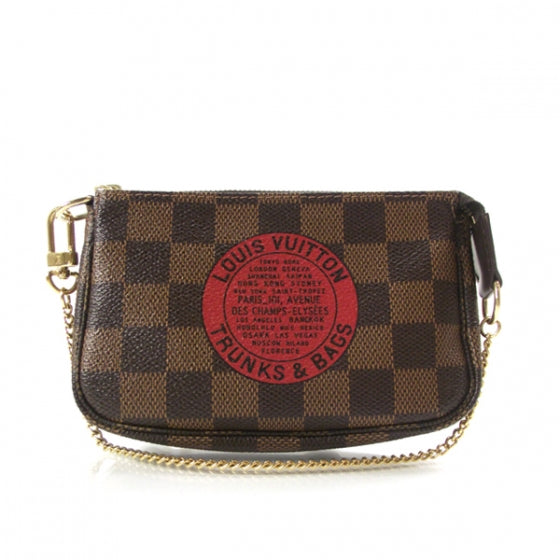 Damier Ebene Complice Trunks and Bags Mini Pochette Accessories Red