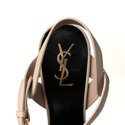 Saint Laurent Calfskin Tribute 105 Platform Sandals 40 Nude Powder 7 of 8