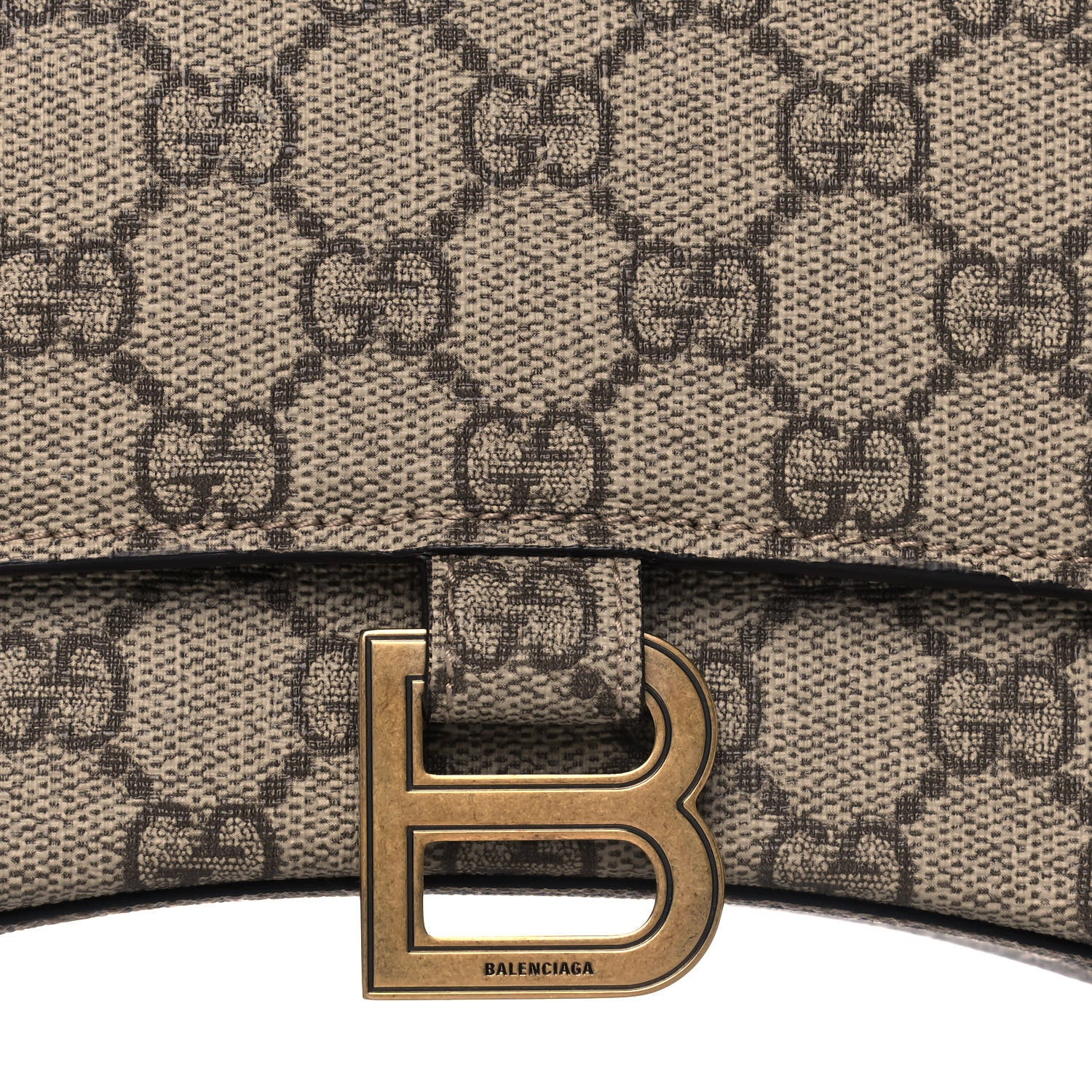 Balenciaga X GUCCI GG Supreme Monogram Small Hourglass Top Handle Bag Beige Ebony 8 of 12