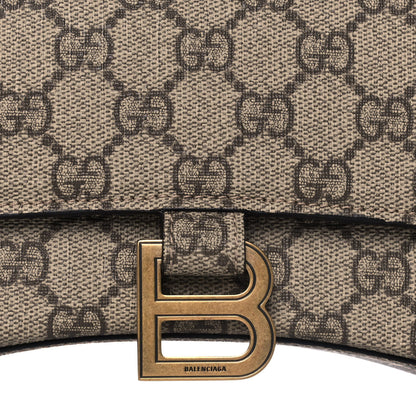 Balenciaga X GUCCI GG Supreme Monogram Small Hourglass Top Handle Bag Beige Ebony 8 of 12