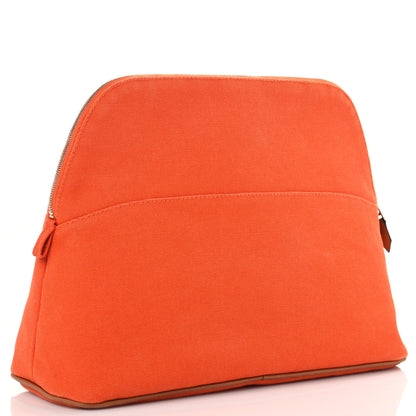 Hermes Cotton Canvas Bolide Travel Cosmetic Pouch Orange 3 of 14