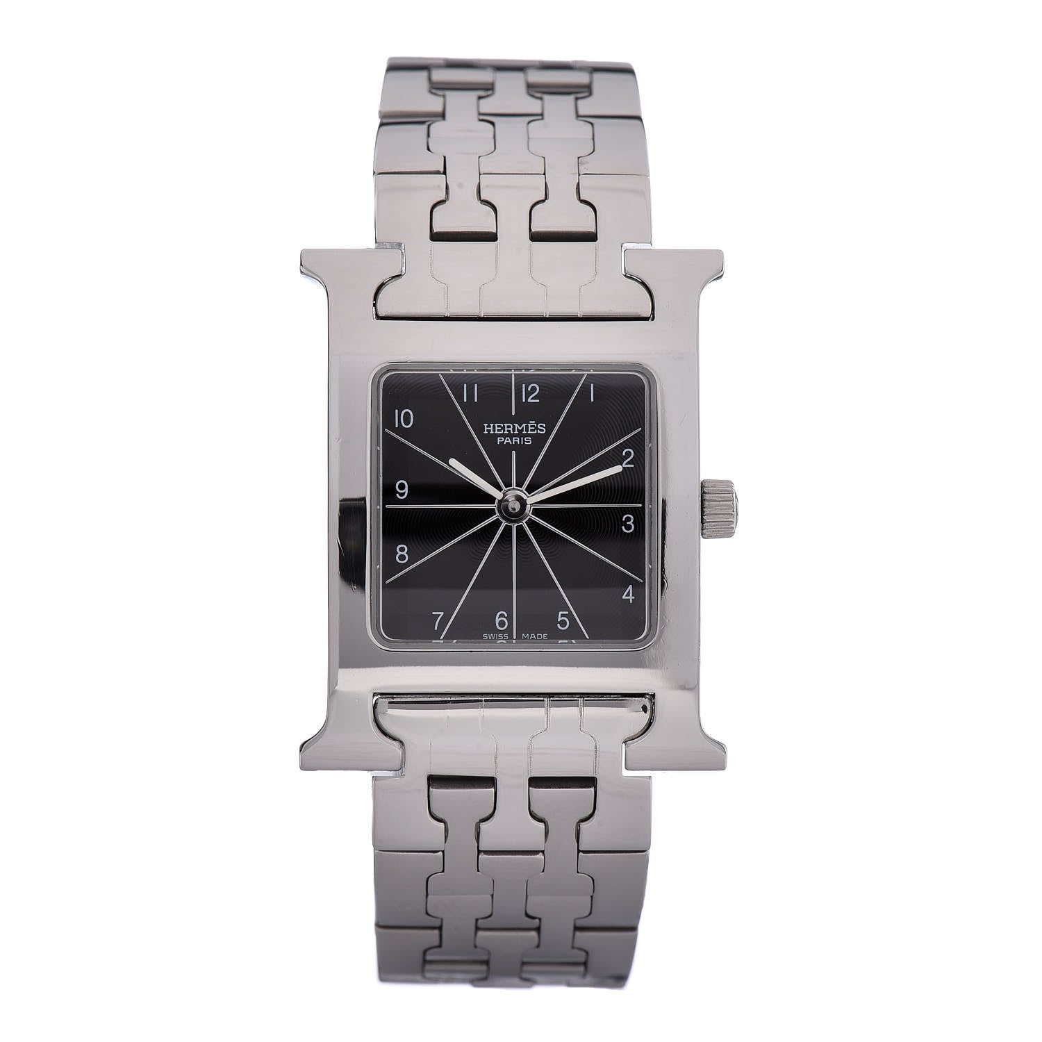 Hermes Stainless Steel 21mm Heure H Hour Quartz Watch Black 1 of 9
