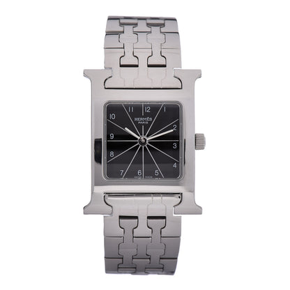 Hermes Stainless Steel 21mm Heure H Hour Quartz Watch Black 1 of 9