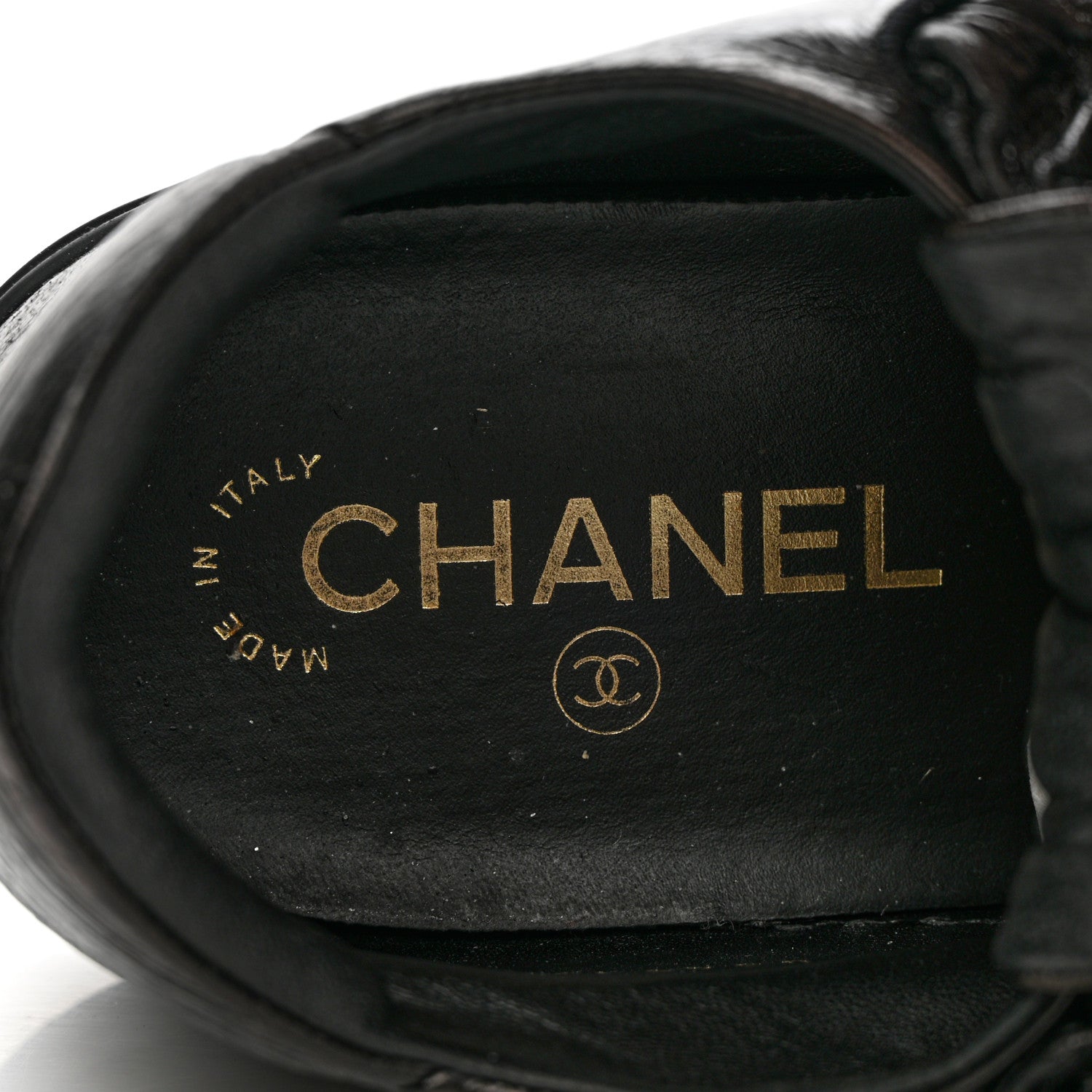 Chanel Crumpled Calfskin Womens CC Bow Sneakers 37 Black 7 of 13