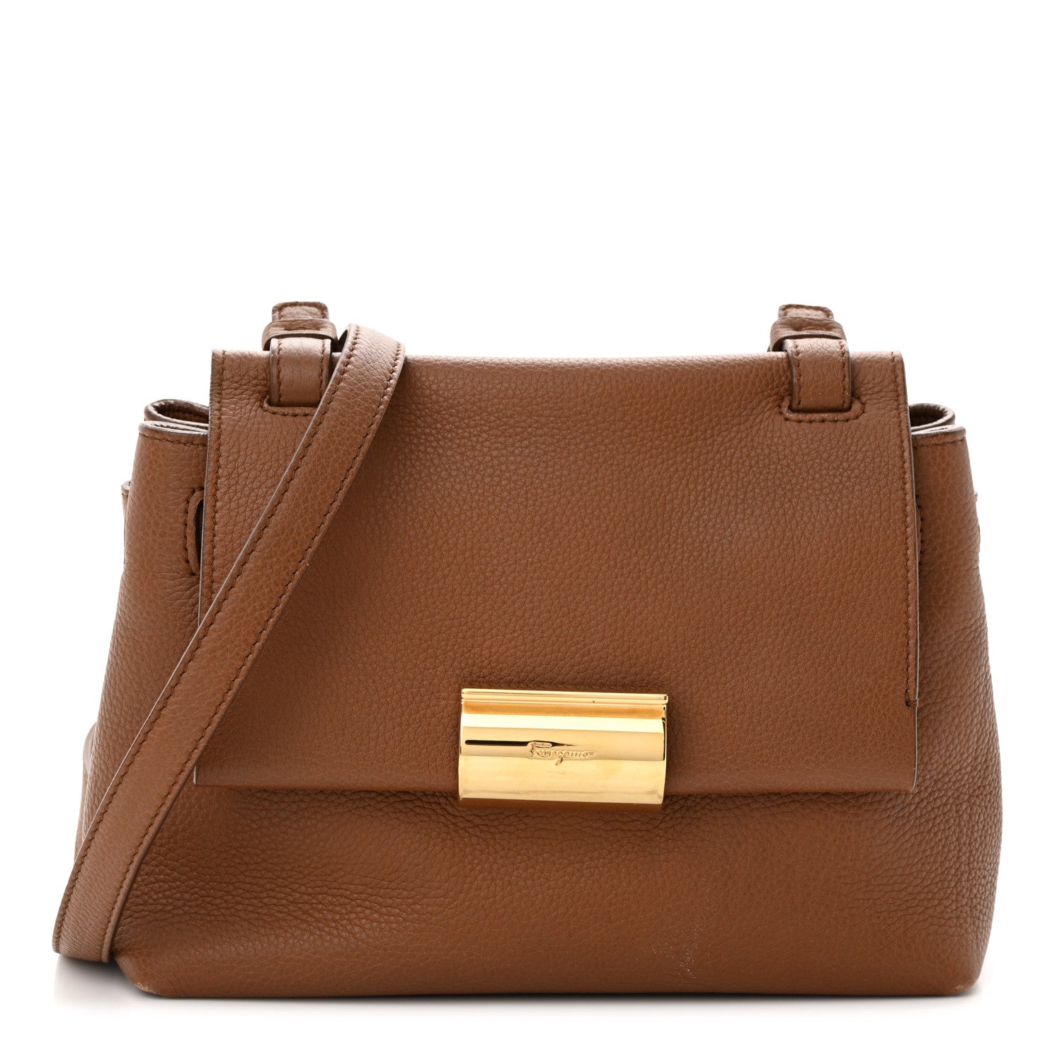 Salvatore Ferragamo Grained Calfskin Ginger Crossbody Brown 1 of 14