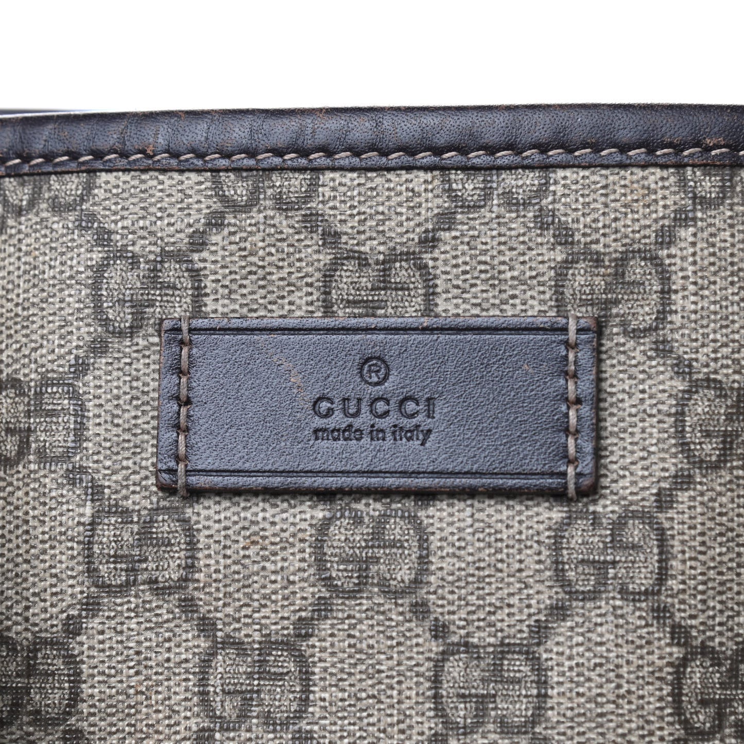 GG Supreme Monogram Medium Zippered Shopping Tote Dark Brown