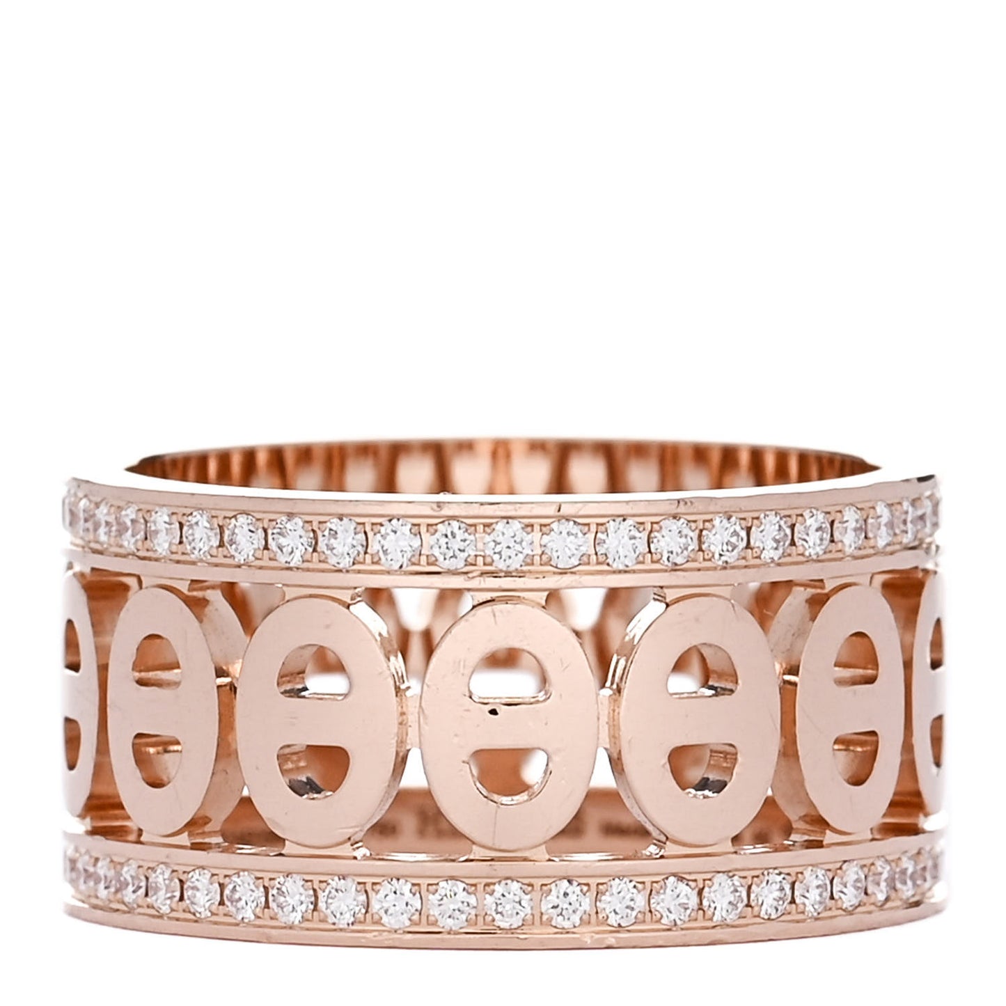 18K Rose Gold Diamond PM Chaine d'Ancre Divine Ring 49 5