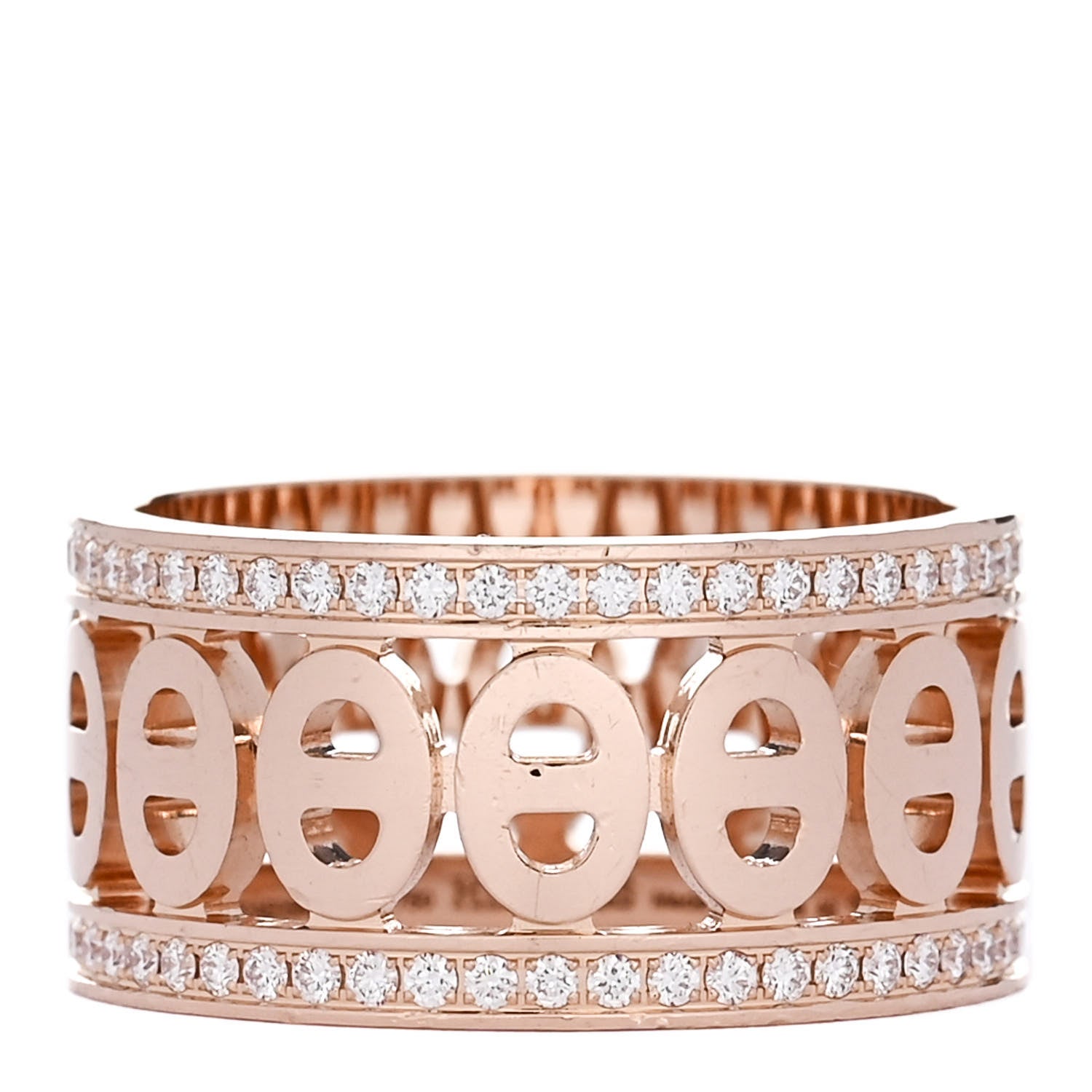 Hermes 18K Rose Gold Diamond PM Chaine d'Ancre Divine Ring 49 5 1 of 5