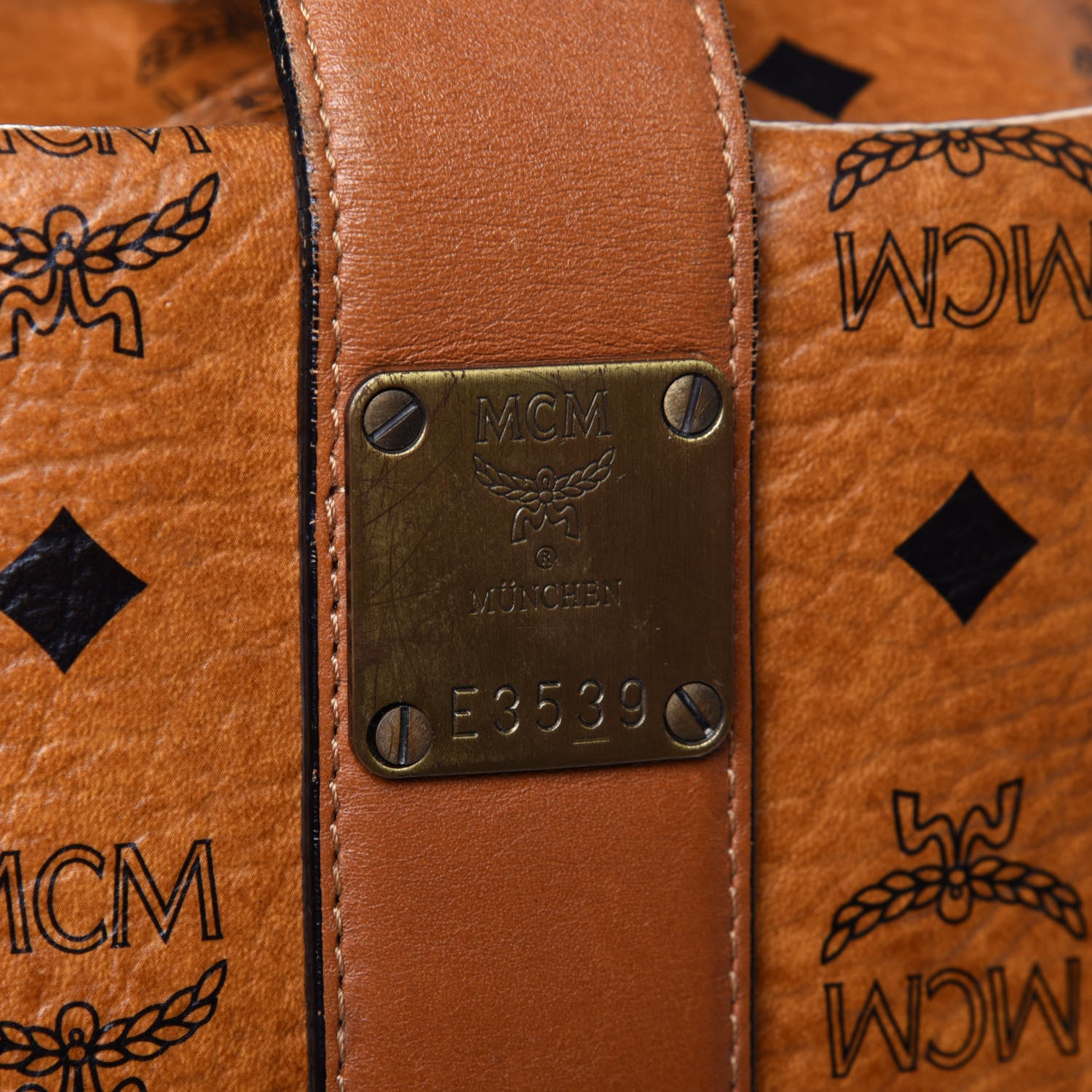 MCM Visetos Satchel Cognac 7 of 12