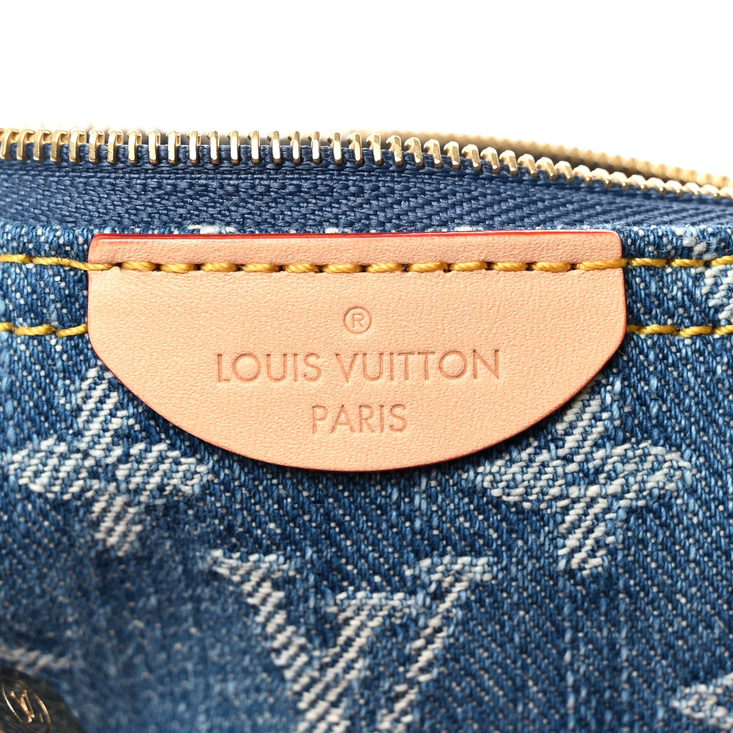 Monogram Denim Key Pouch Denim Blue