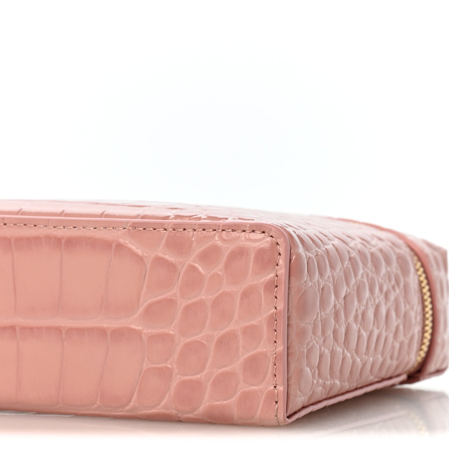 Chanel Calfskin Crocodile Embossed Crococo Top Handle East West Vanity Case With Chain Pink 10 of 11