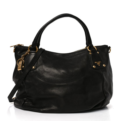 Prada Cervo Shine Tote Black 2 of 17