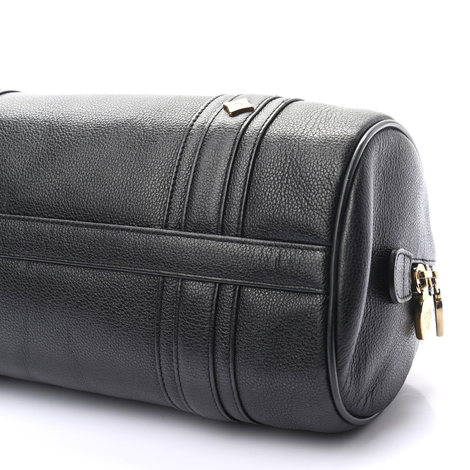 MCM Grained Calfskin Studded Heritage Barrel Bag Black 10 of 10