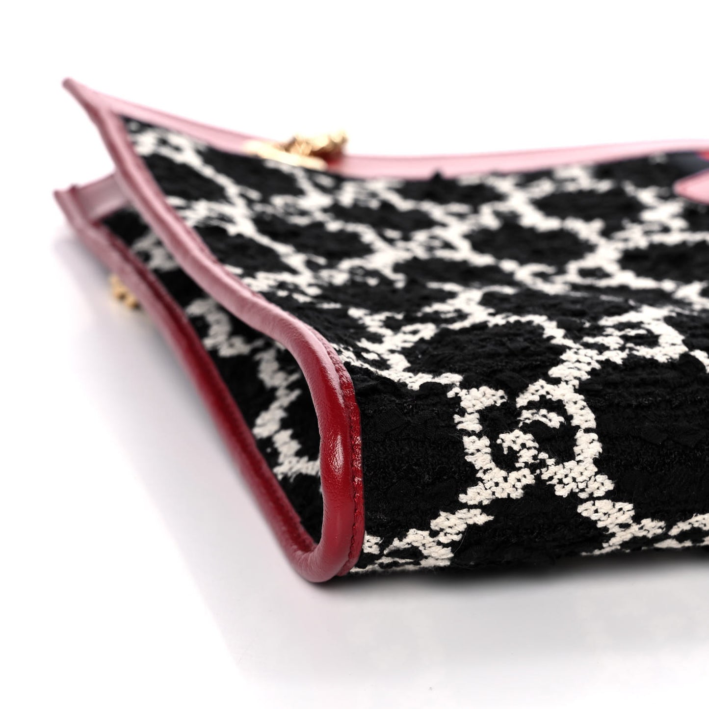 Tweed GG Monogram Large Rajah Chain Tote Romantic Cherry Black White