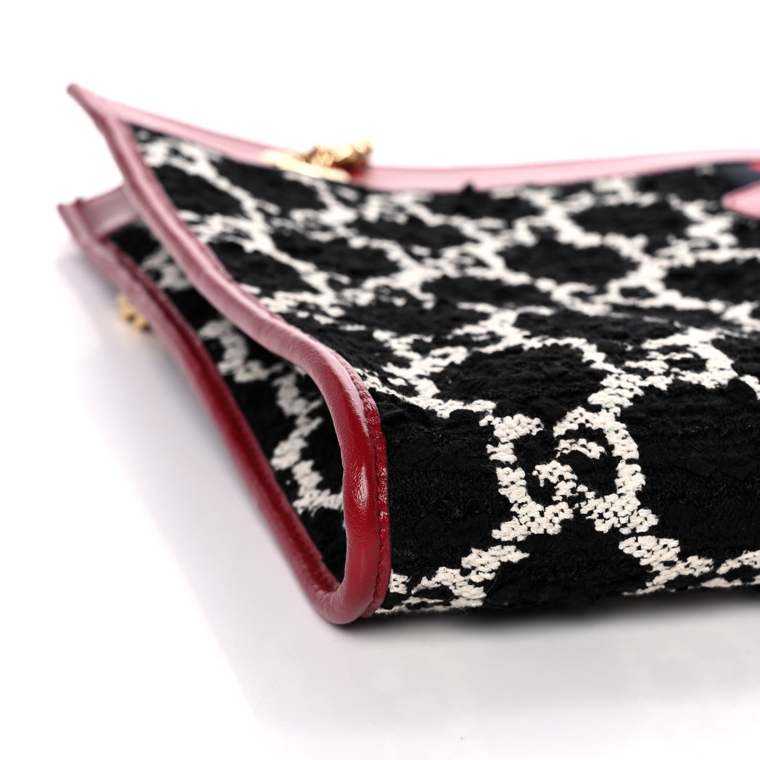 Gucci Tweed GG Monogram Large Rajah Chain Tote Romantic Cherry Black White 11 of 12