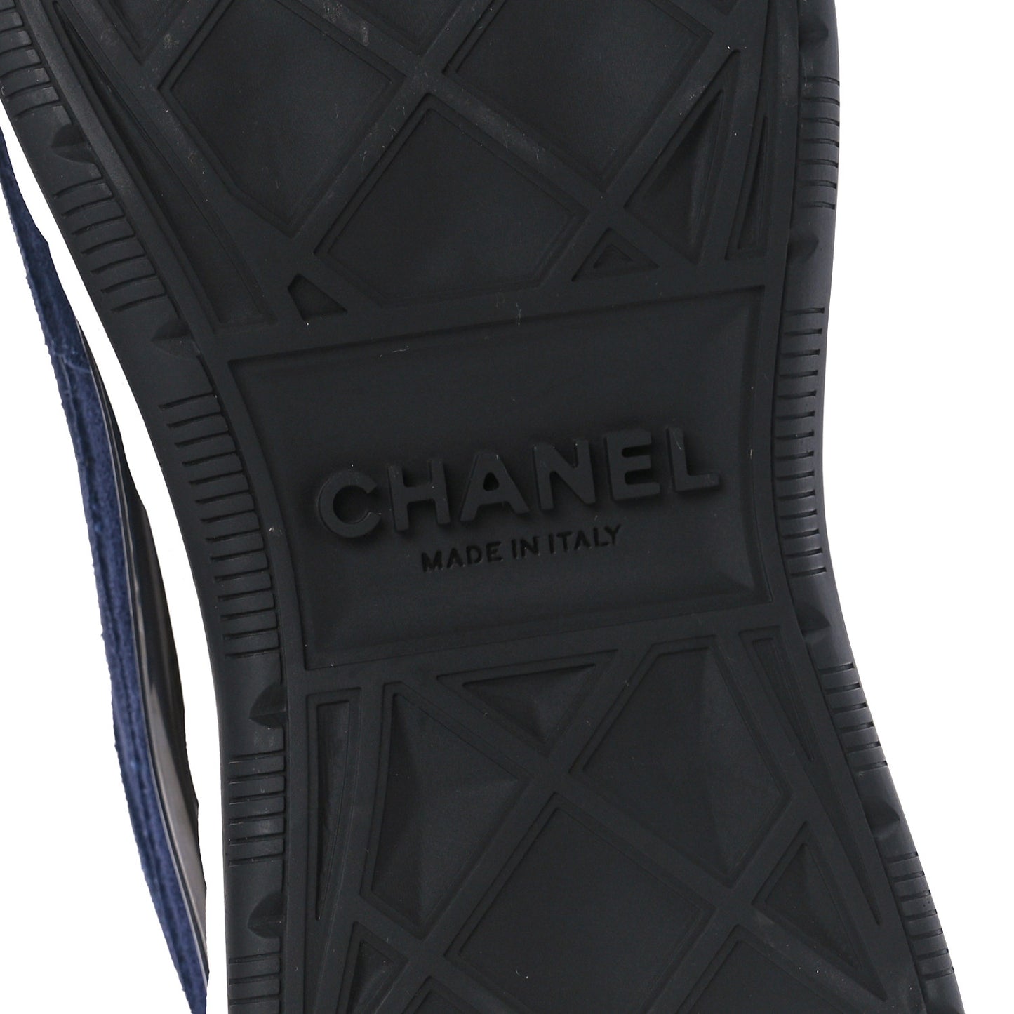 Suede Calfskin Nylon Grosgrain CC Sneakers 37.5 Navy Blue