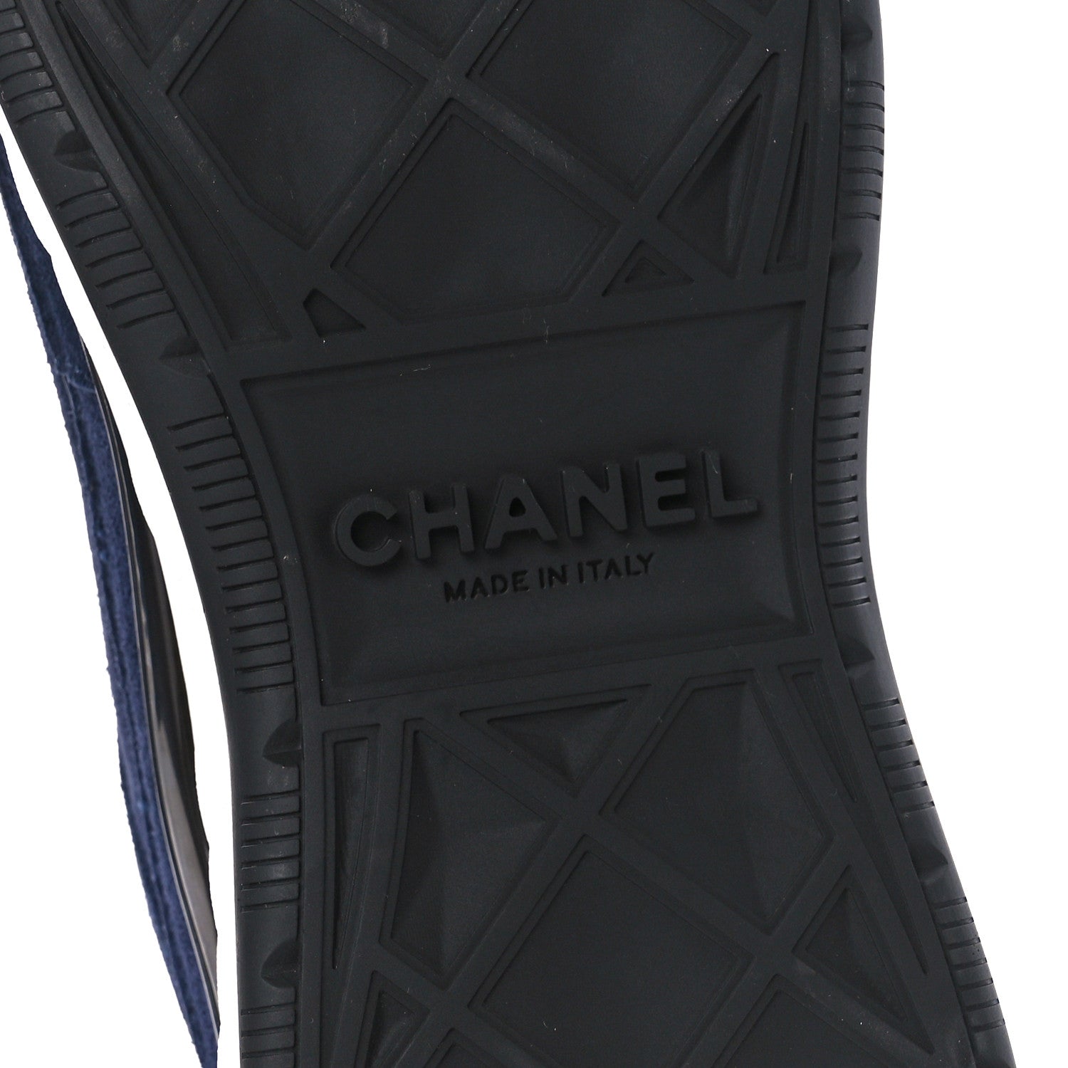 Chanel Suede Calfskin Nylon Grosgrain CC Sneakers 37.5 Navy Blue 6 of 10