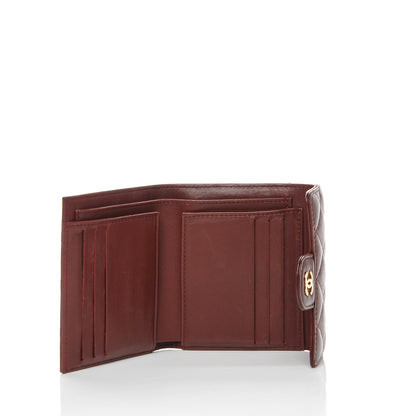 Chanel Lambskin Quilted Compact Flap Wallet Dark Red 5 of 8