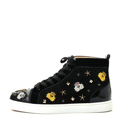 Christian Louboutin Veau Velours Velvet Patent Calfskin Mens Loubacademia Flat Sneakers 41.5 Black 1 of 9