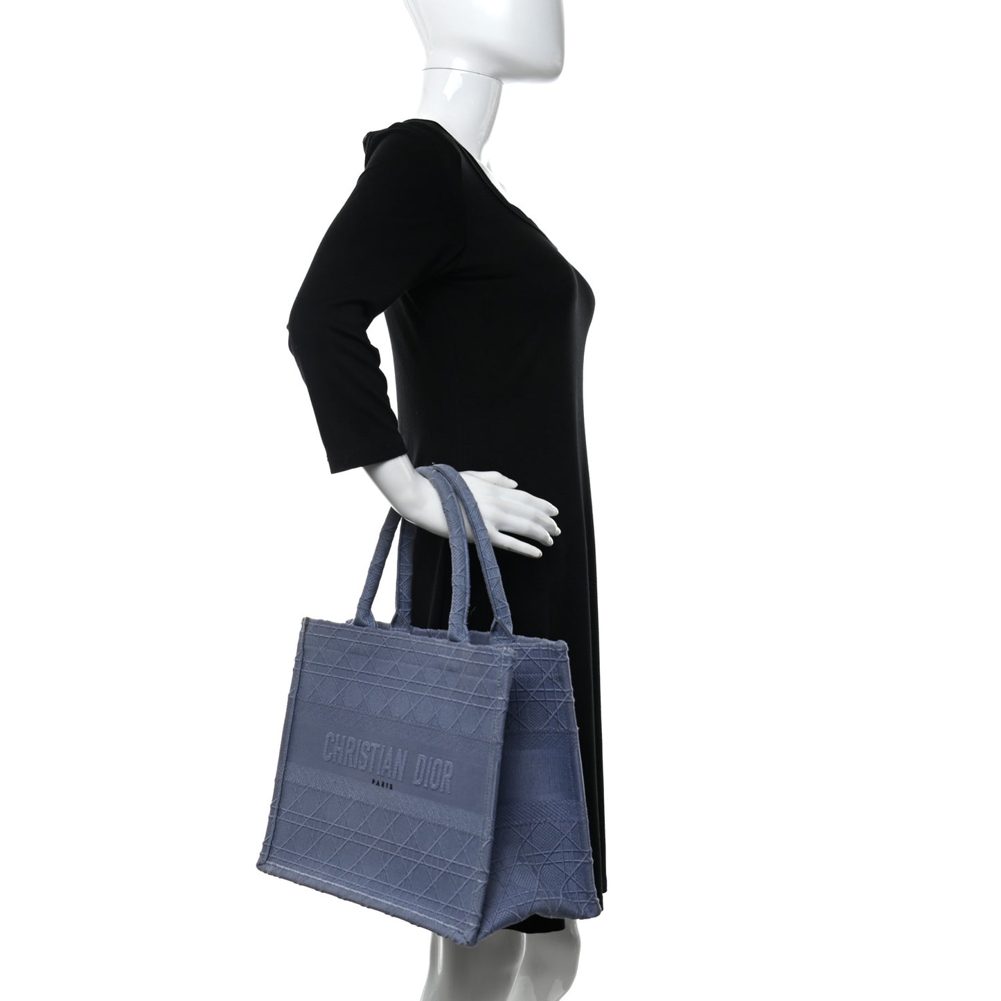 Embroidered Cannage Medium Book Tote Denim Blue