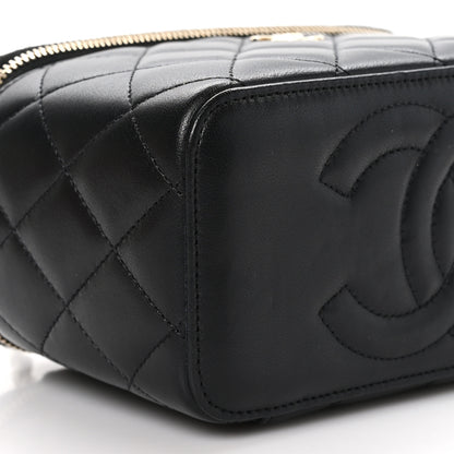 Chanel Lambskin Quilted Small Top Handle Vanity Case With Chain Black 11 of 11