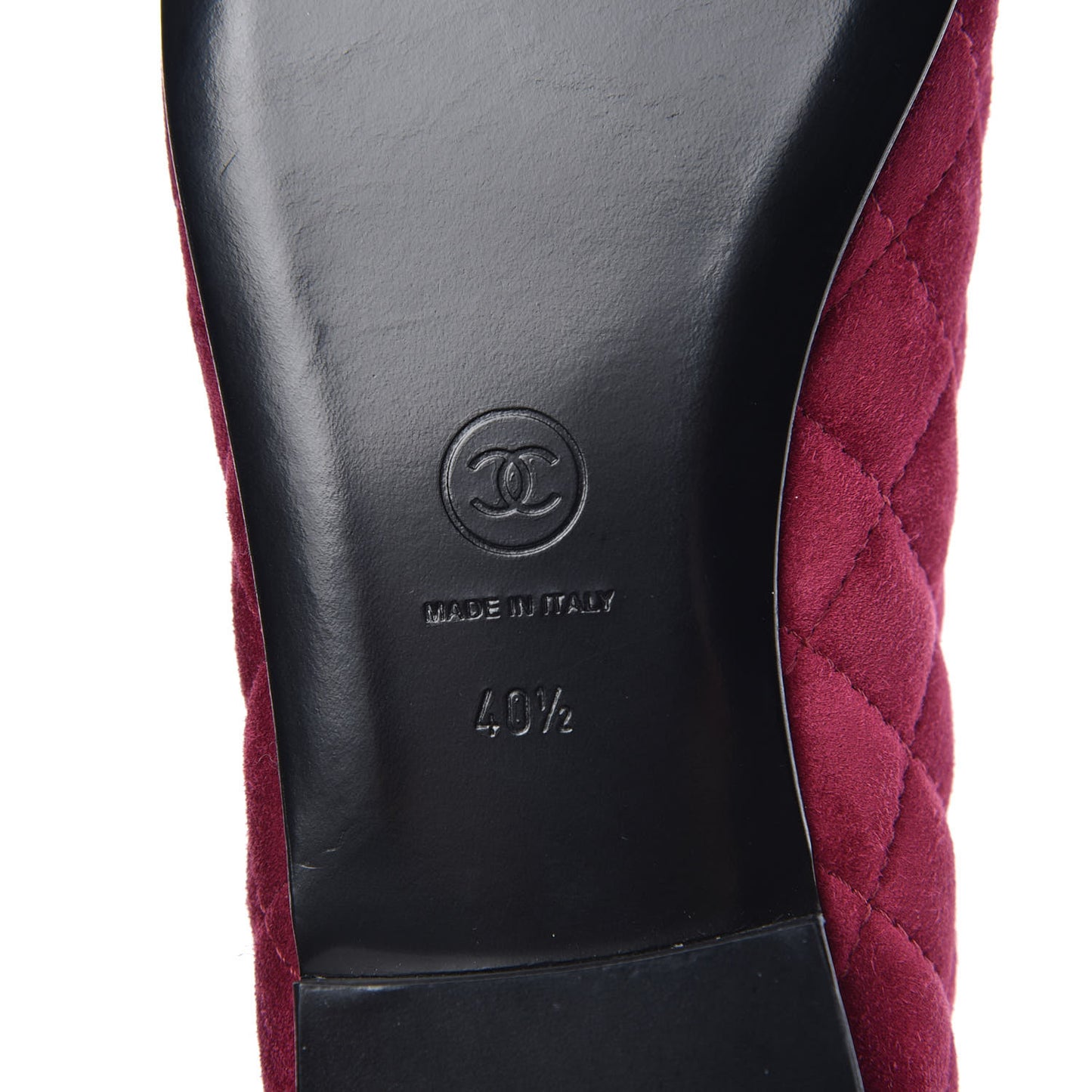 Suede Calfskin Quilted Cap Toe CC Ballerina Flats 40.5 Dark Pink