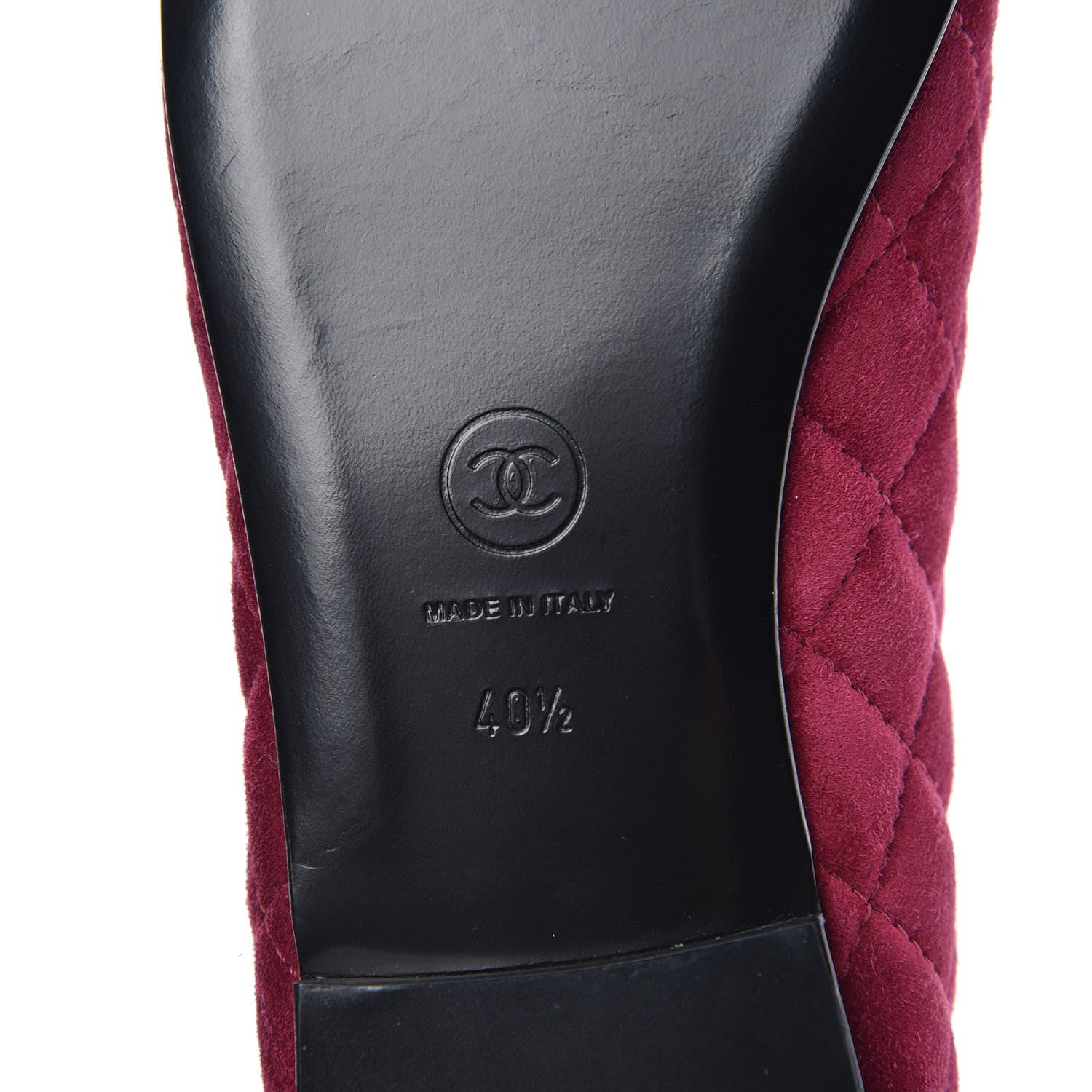 Chanel Suede Calfskin Quilted Cap Toe CC Ballerina Flats 40.5 Dark Pink 6 of 10