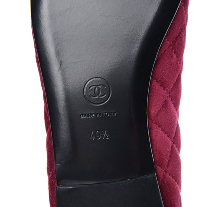 Chanel Suede Calfskin Quilted Cap Toe CC Ballerina Flats 40.5 Dark Pink 6 of 10