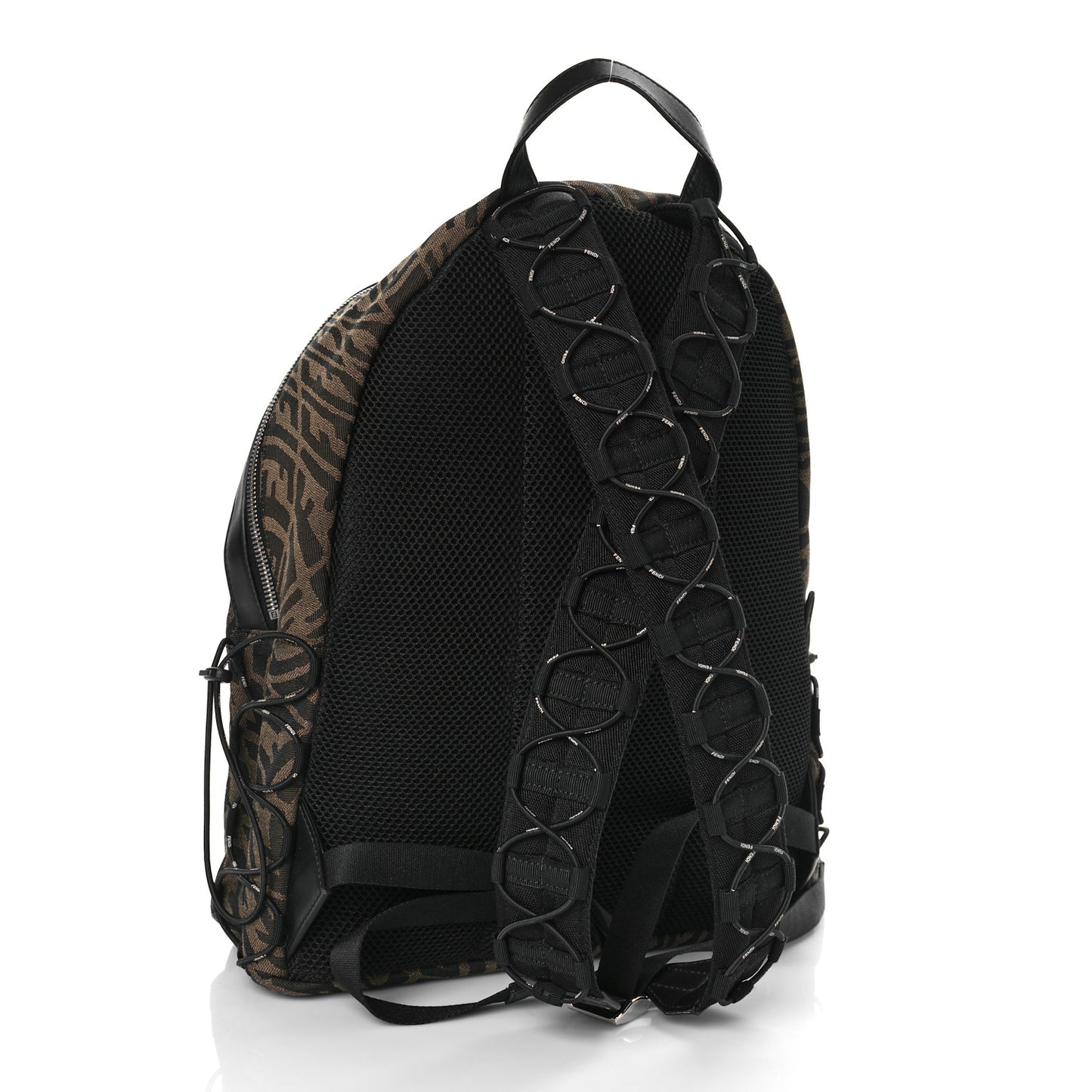 X SARAH COLEMAN Fabric Jacquard Vitello Grace Light Woven Lanyard FF Vertigo Pouch Pocket Backpack Tobacco Moro Black