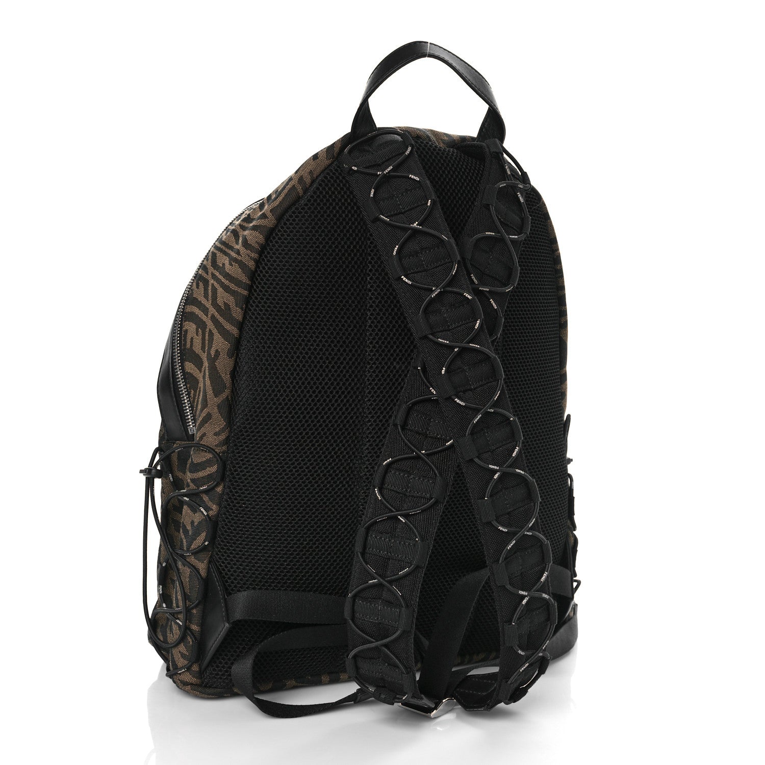 Fendi X SARAH COLEMAN Fabric Jacquard Vitello Grace Light Woven Lanyard FF Vertigo Pouch Pocket Backpack Tobacco Moro Black 3 of 10