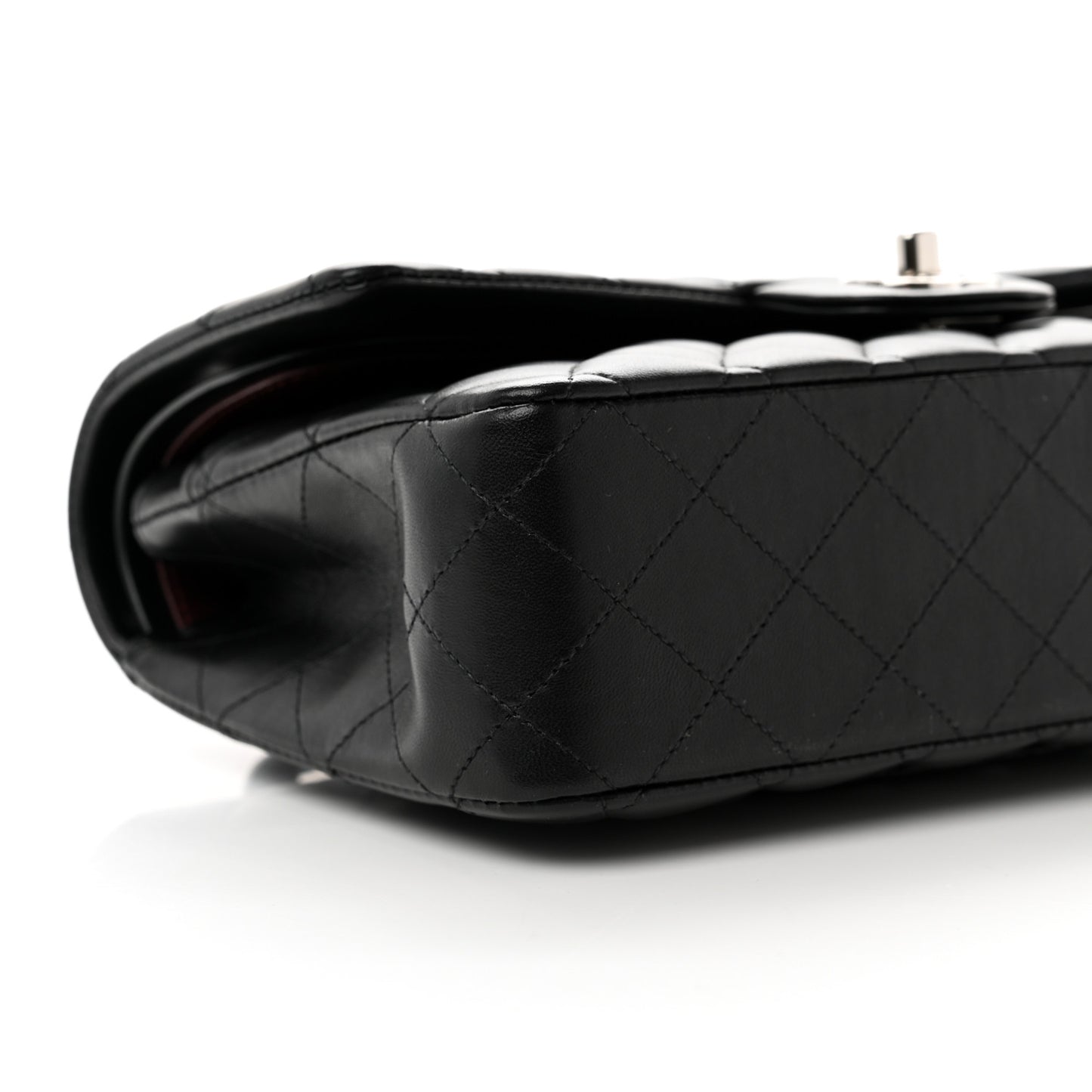 Lambskin Quilted Medium Double Flap Black