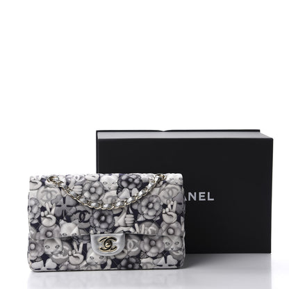Chanel Nylon Quilted Medium Cat Emoticon Double Flap Navy Grey Ecru 12 of 12