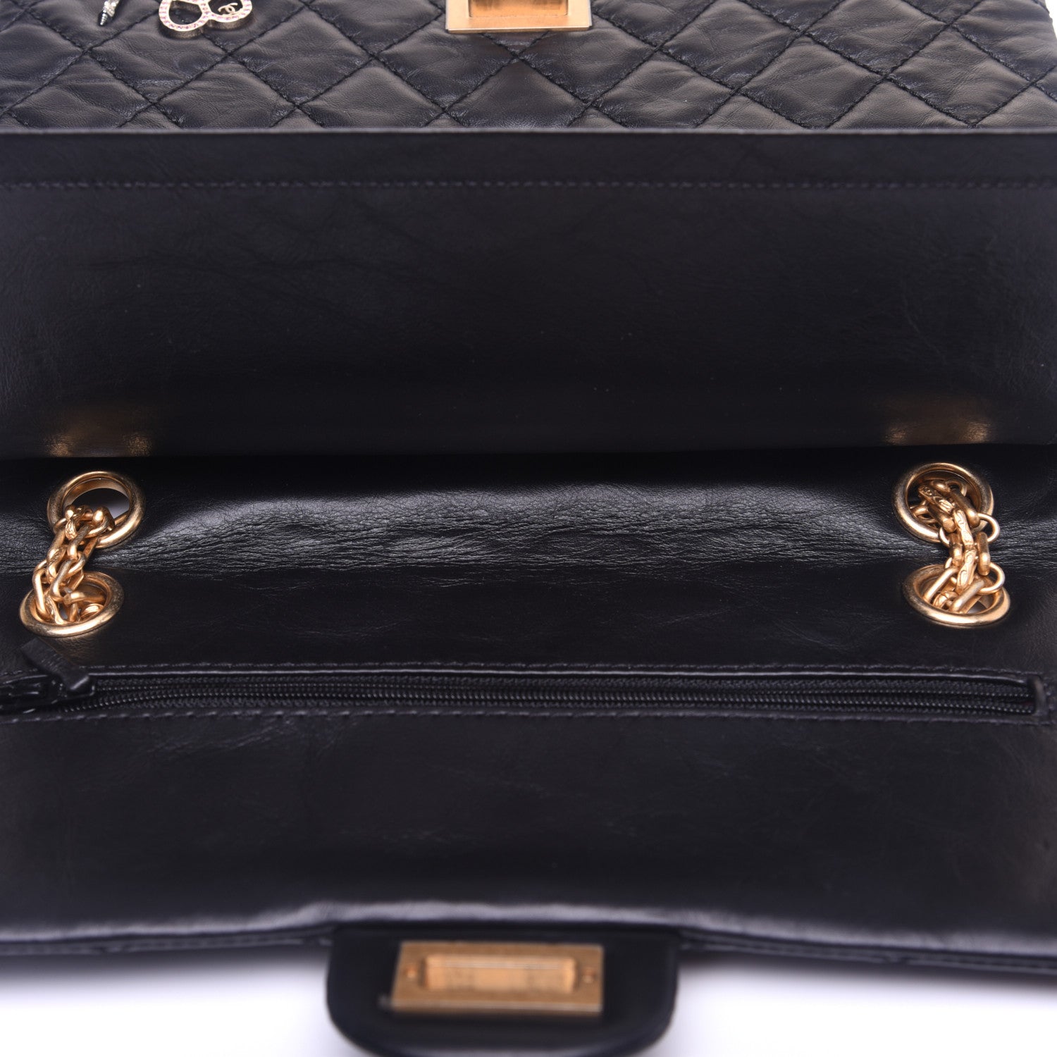 Chanel Aged Calfskin Lucky Charms 2.55 Reissue 225 Flap Black 11 of 17