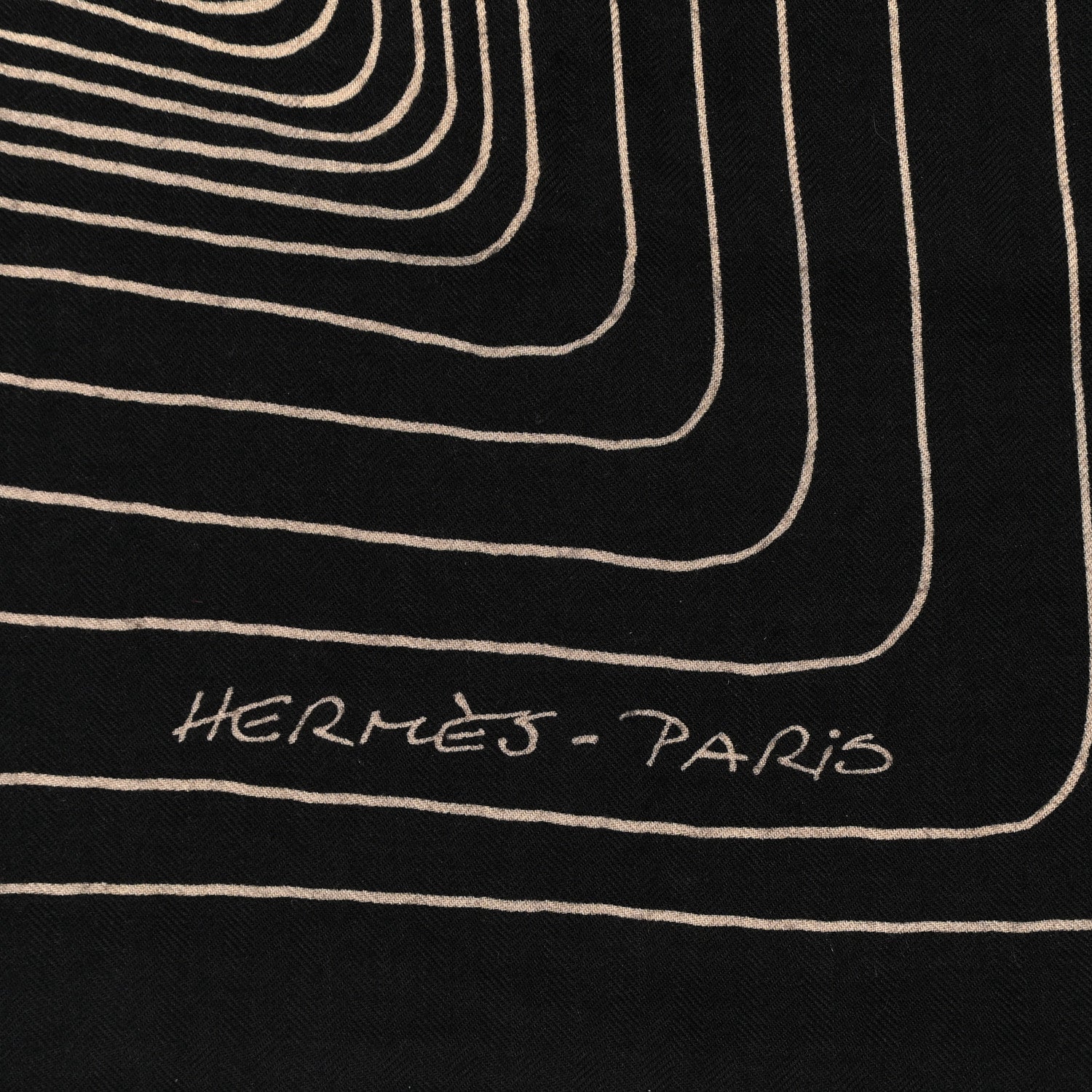 Hermes Cashmere Silk Pegase Paysage Shawl 140 Black Beige 2 of 6