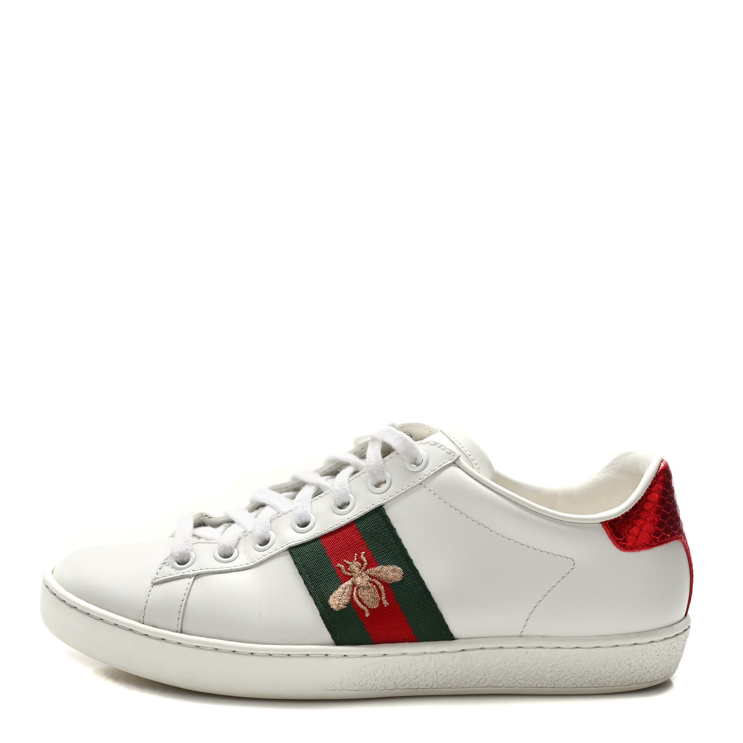 Calfskin Ayers Bee Embroidered Womens Ace Sneakers 36.5 White Green