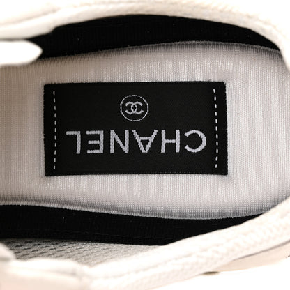 Chanel Mixed Fibers Suede Shiny Calfskin Womens CC Sneakers 38.5 White 8 of 10